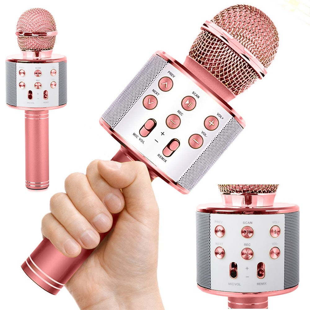 bluetooth belaidis mikrofonas karaoke garsiakalbis balso moduliatorius apvalus, Rožinė, Szín, Rózsaszín