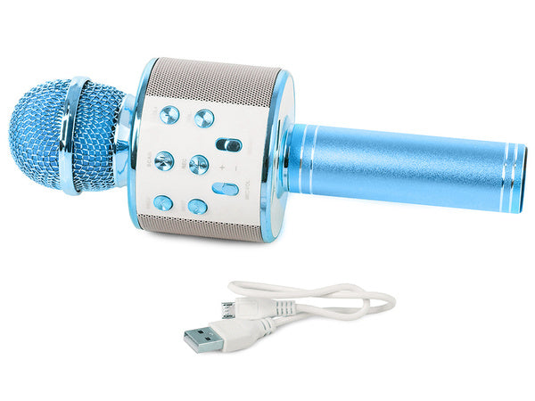 bluetooth belaidis mikrofonas karaoke garsiakalbis balso moduliatorius apvalus, Mėlyna, Szín, Kék
