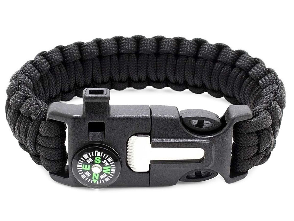 Apyrankė išgyvenimo apyrankė 5in1 kompasas flint virvė peilis paracord virvė