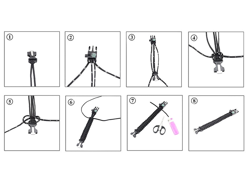 Apyrankė išgyvenimo apyrankė 5in1 kompasas flint virvė peilis paracord virvė