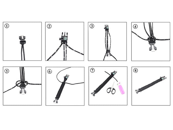 Apyrankė išgyvenimo apyrankė 5in1 kompasas flint virvė peilis paracord virvė