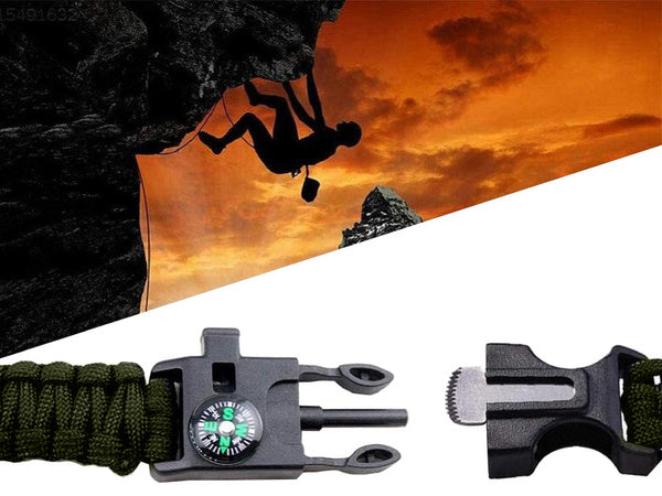 Apyrankė išgyvenimo apyrankė 5in1 kompasas flint virvė peilis paracord virvė