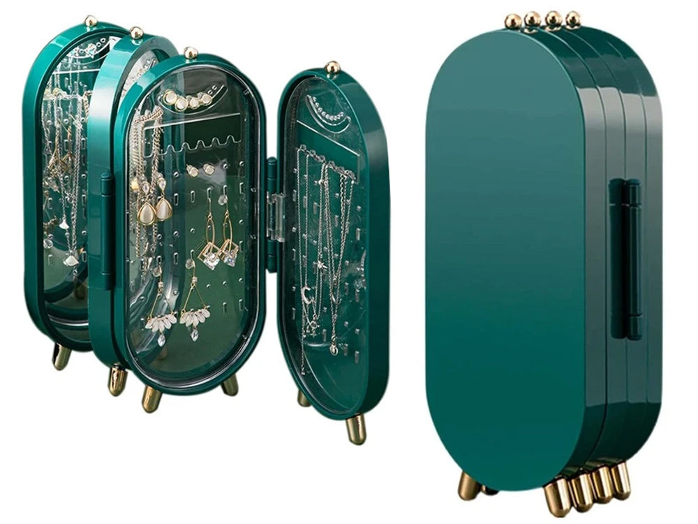 Juvelyrinių dirbinių organizatorius, sulankstoma skrynelė, veidrodinis stendas, žalias, Žalia, Szín, Zöld