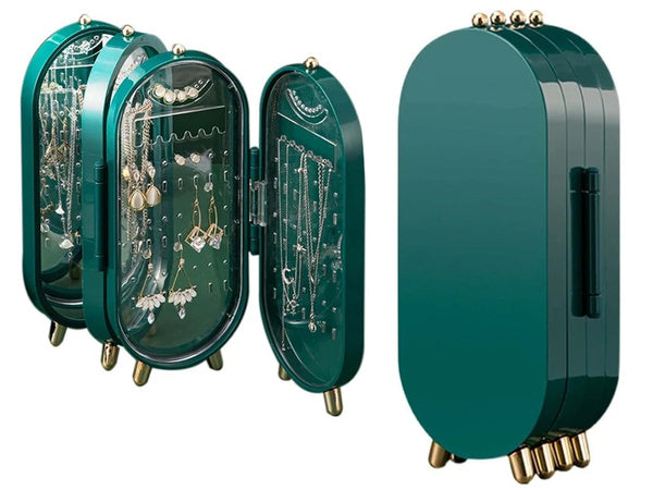 Juvelyrinių dirbinių organizatorius, sulankstoma skrynelė, veidrodinis stendas, žalias, Žalia, Szín, Zöld