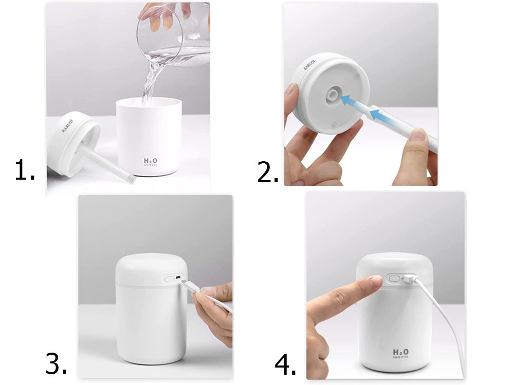 Mini oro drėkintuvas oro difuzorius aromaterapijos rūkas usb rgb, Baltas, Szín, Fehér