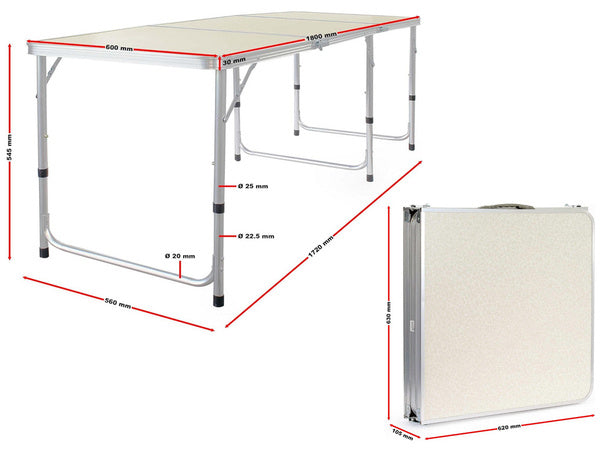 Kelioninis stalas sulankstomas sodo stalas rankena didelis 180x60 dėklas
