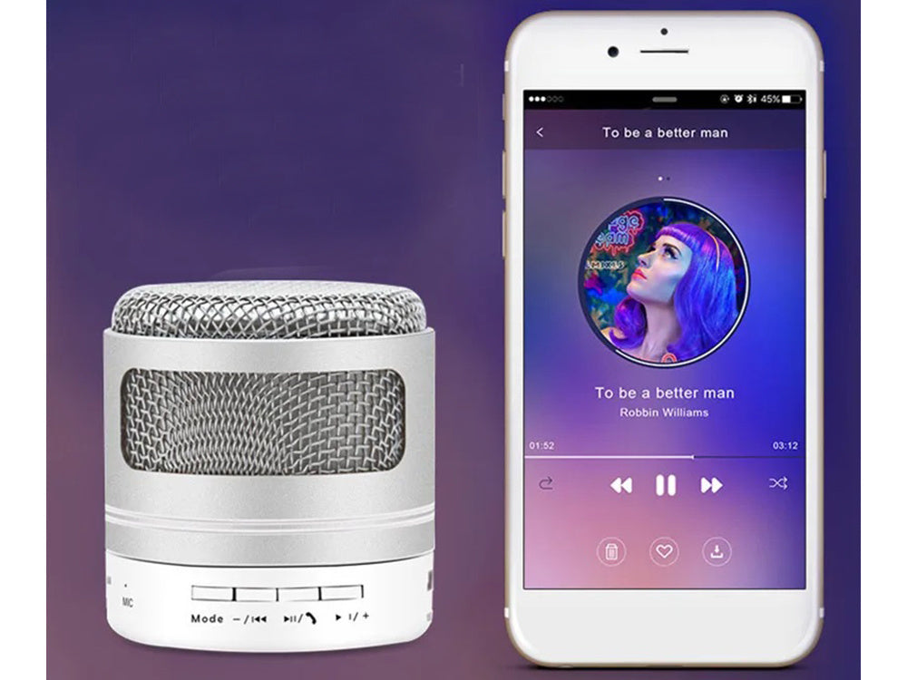 Bluetooth mini belaidis mp3 radijas fm usb microsd jungtis, Sidabras, Szín, Ezüst