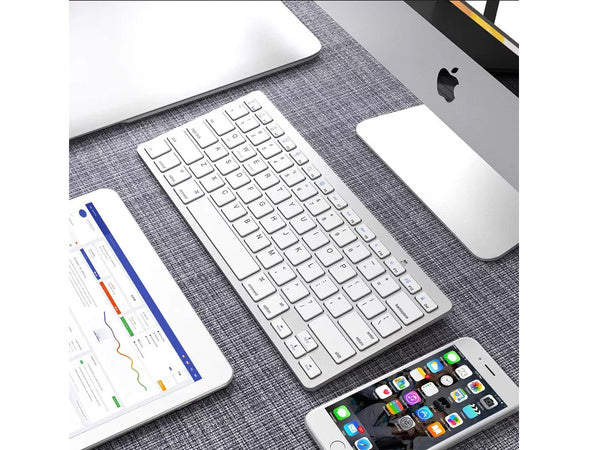 Belaidė "bluetooth" klaviatūra kompiuteriui "ipad mac" maža plona žemo profilio klaviatūra, Baltas, Szín, Fehér
