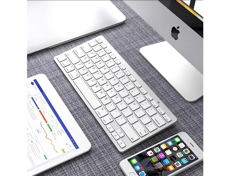 Belaidė "bluetooth" klaviatūra kompiuteriui "ipad mac" maža plona žemo profilio klaviatūra, Baltas, Szín, Fehér