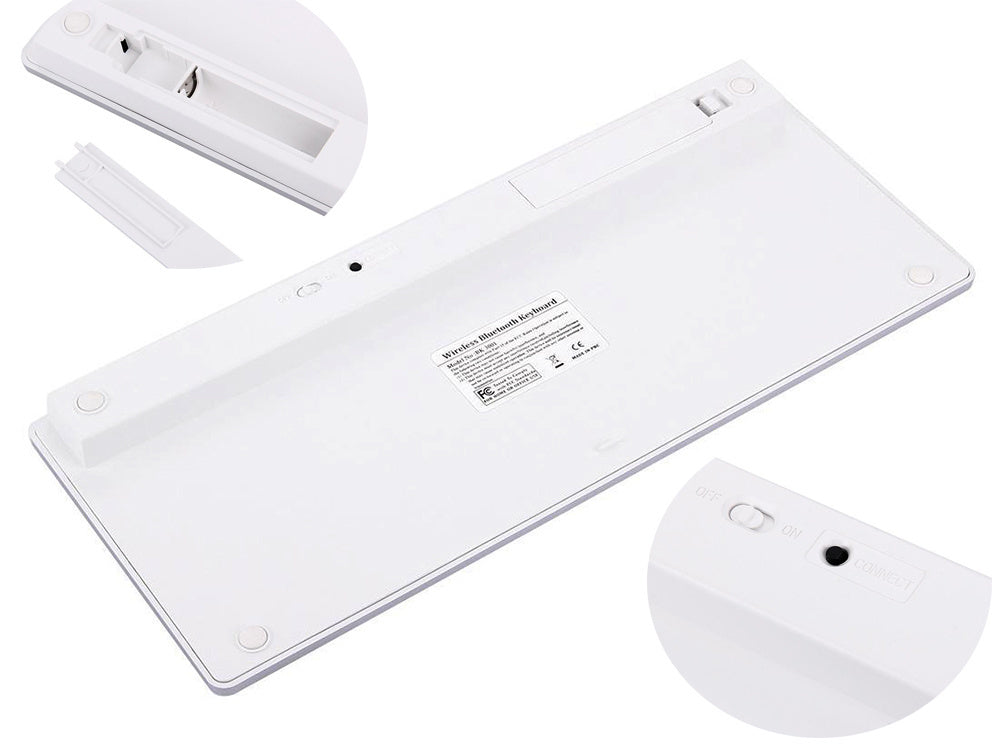 Belaidė "bluetooth" klaviatūra kompiuteriui "ipad mac" maža plona žemo profilio klaviatūra, Baltas, Szín, Fehér