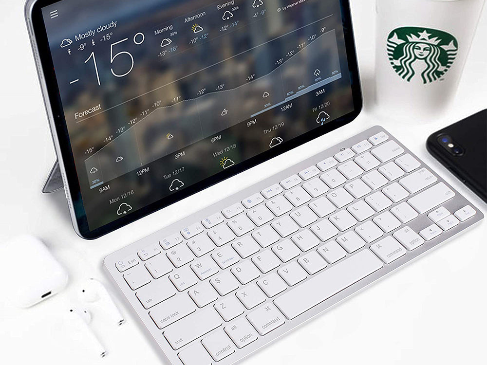 Belaidė "bluetooth" klaviatūra kompiuteriui "ipad mac" maža plona žemo profilio klaviatūra, Baltas, Szín, Fehér