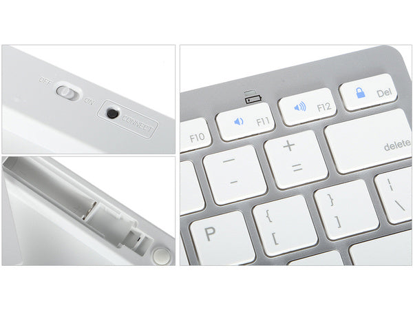 Belaidė "bluetooth" klaviatūra kompiuteriui "ipad mac" maža plona žemo profilio klaviatūra, Baltas, Szín, Fehér