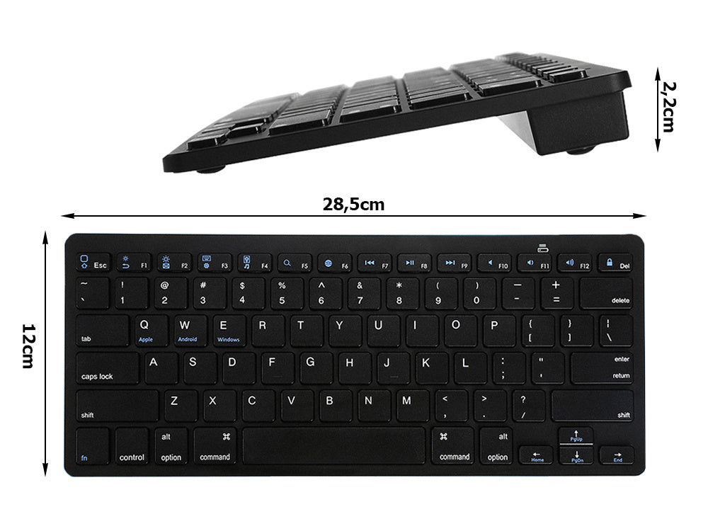 Belaidė "bluetooth" klaviatūra kompiuteriui "ipad mac" maža plona žemo profilio klaviatūra, Juoda, Szín, Fekete