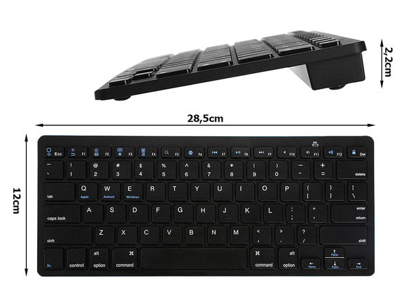 Belaidė "bluetooth" klaviatūra kompiuteriui "ipad mac" maža plona žemo profilio klaviatūra, Juoda, Szín, Fekete