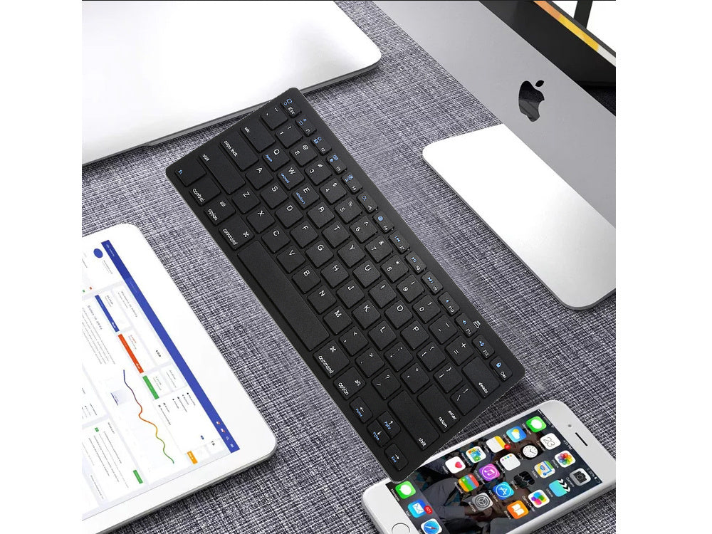 Belaidė "bluetooth" klaviatūra kompiuteriui "ipad mac" maža plona žemo profilio klaviatūra, Juoda, Szín, Fekete