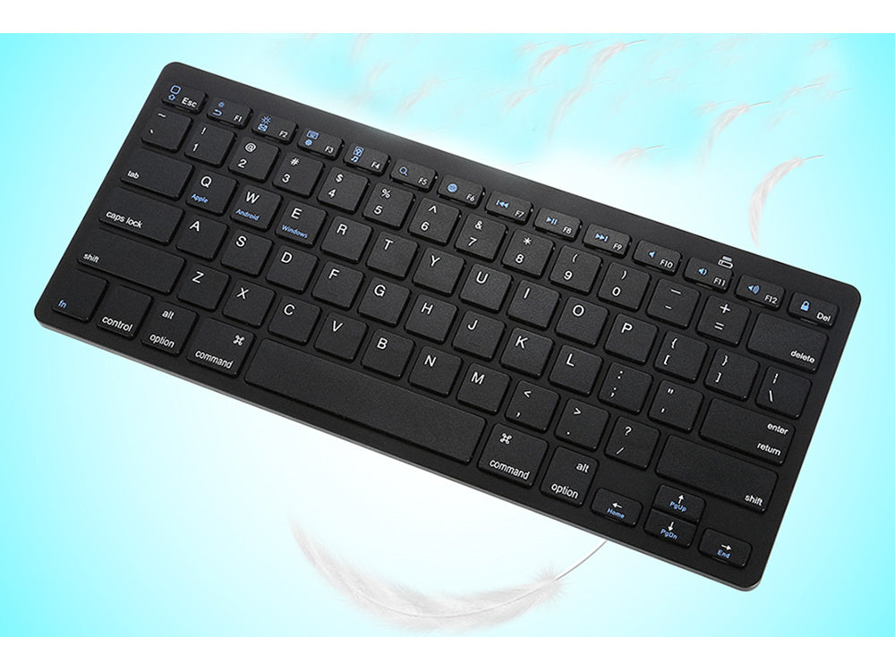 Belaidė "bluetooth" klaviatūra kompiuteriui "ipad mac" maža plona žemo profilio klaviatūra, Juoda, Szín, Fekete
