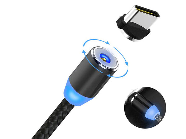 Magnetinis įkrovimo kabelis 3w1 micro typ-c usb lightning 1m, Juoda, Szín, Fekete