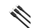 3in1 usb kabelis telefonui žaibo kabelis iphone micro usb type-c 1.2m