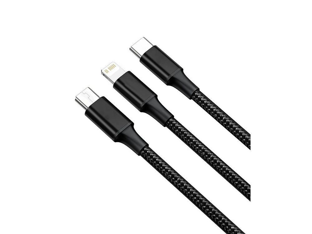 3in1 usb kabelis telefonui žaibo kabelis iphone micro usb type-c 1.2m