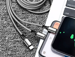 3in1 usb kabelis telefonui žaibo kabelis iphone micro usb type-c 1.2m