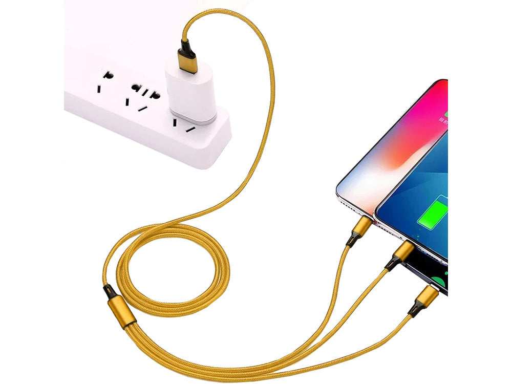 3in1 usb kabelis telefonui žaibo kabelis iphone micro usb type-c 1.2m