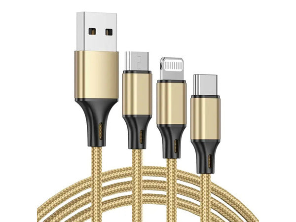 3in1 usb kabelis telefonui žaibo kabelis iphone micro usb type-c 1.2m