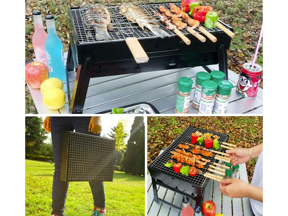 Kelioninis grilis nešiojamas sulankstomas dėklas, medžio anglių kempingas bbq