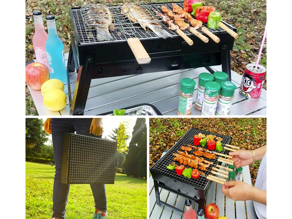 Kelioninis grilis nešiojamas sulankstomas dėklas, medžio anglių kempingas bbq