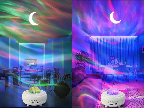 Vadovaujama naktinė šviesa žvaigždžių projektorius aurora dangaus projektorius "bluetooth" garsiakalbis