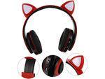 Belaidės ausinės "bluetooth" radijo fm mp3 katės ausys led apšvietimas, Raudona, Szín, Piros