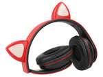Belaidės ausinės "bluetooth" radijo fm mp3 katės ausys led apšvietimas, Raudona, Szín, Piros