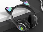 Belaidės ausinės "bluetooth" radijo fm mp3 katės ausys led apšvietimas, Juoda, Szín, Fekete