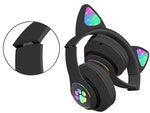 Belaidės ausinės "bluetooth" radijo fm mp3 katės ausys led apšvietimas, Juoda, Szín, Fekete