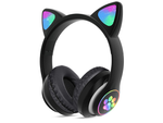 Belaidės ausinės "bluetooth" radijo fm mp3 katės ausys led apšvietimas, Juoda, Szín, Fekete