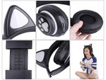 Belaidės ausinės "bluetooth" radijo fm mp3 katės ausys led apšvietimas, Juoda, Szín, Fekete