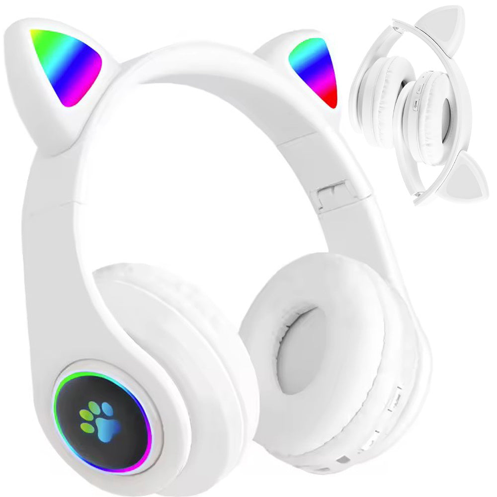 Belaidės ausinės "bluetooth" radijo fm mp3 katės ausys led apšvietimas, Baltas, Szín, Fehér