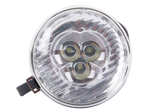 Priekinis dviračio žibintas 3 led baterijos retro chromas