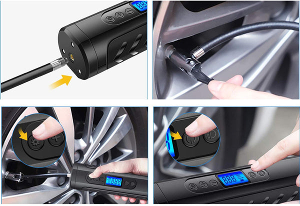 Akumuliatoriaus siurblys dviračio automobilio elektrinis kompresorius 10 barų lcd