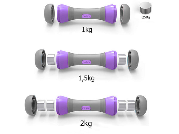 Fitneso hanteliai reguliuojami 2 x 2 kg 2 vienetų reguliuojamo svorio rinkinys, Violetinė, Szín, Lila