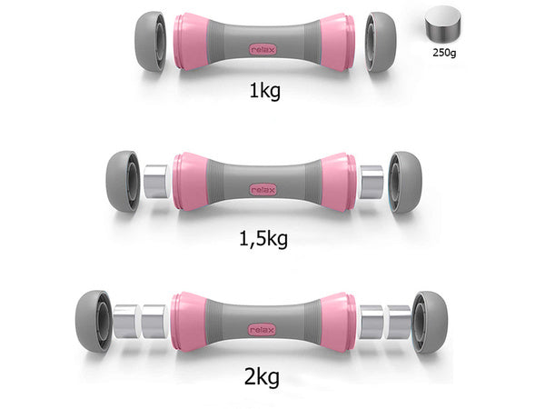 Fitneso hanteliai reguliuojami 2 x 2 kg 2 vienetų reguliuojamo svorio rinkinys, Rožinė, Szín, Rózsaszín