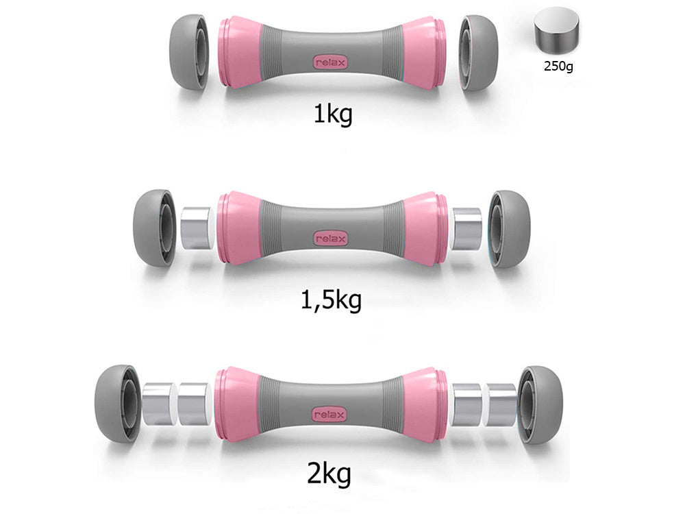 Fitneso hanteliai reguliuojami 2 x 2 kg 2 vienetų reguliuojamo svorio rinkinys, Rožinė, Szín, Rózsaszín