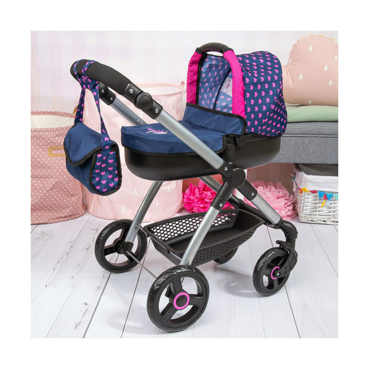 Lėlių vežimėlis Reig Stule Pram Tamsiai mėlyna 63 cm