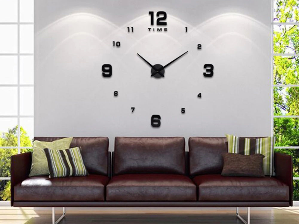 Sieninis laikrodis 3d lipdukas sieninis laikrodis xxl didelis 130 cm lipdukas tylus, Juoda, Szín, Fekete