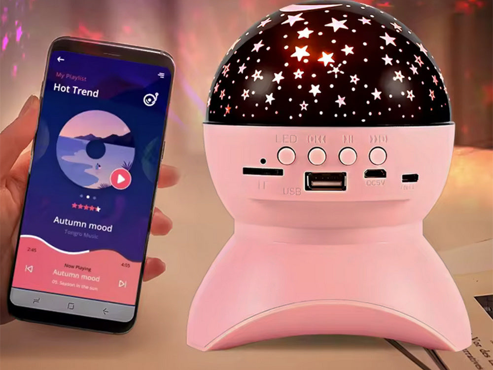 Žvaigždė projektorius naktinė šviesa žvaigždė led garsiakalbis bluetooth usb projektorius, Rožinė, Szín, Rózsaszín