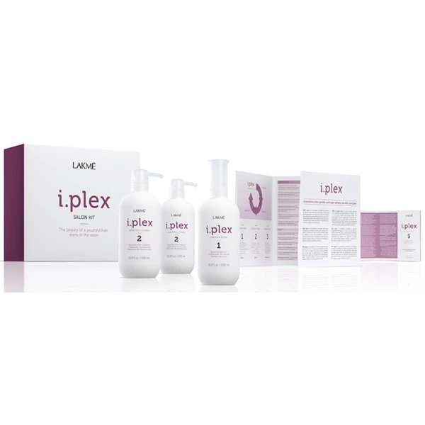 Lakme I.Plex Salon Kit: Premium Bond 500 ml, Keratech I.Power 500 ml, dozatorius, pompa, Hair Perfection 3x10 ml