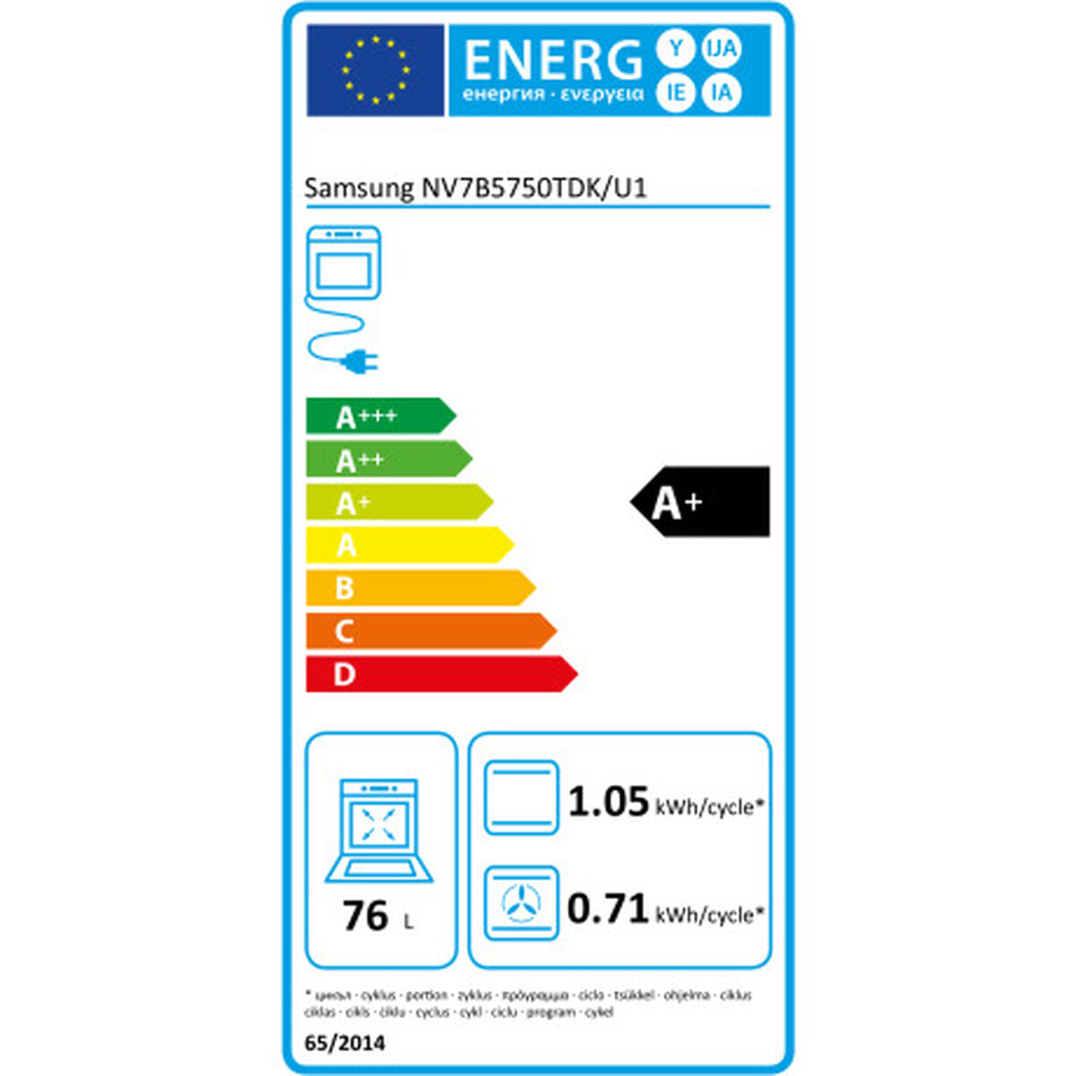 Pirolitinė orkaitė Samsung NV7B5750TDK/U1 3950 w 76 L