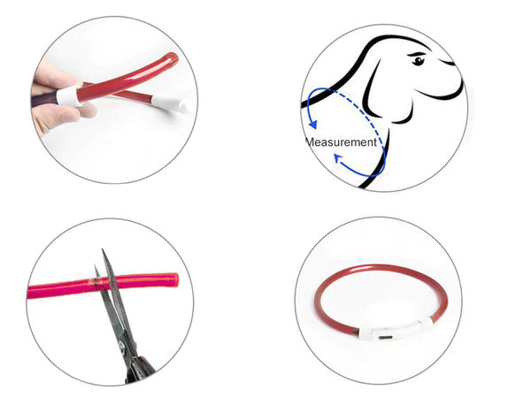Led šviesos švytintuvas šuns ir katėms vandeniui atsparus reguliuojamas 47cm usb, Raudona, Szín, Piros