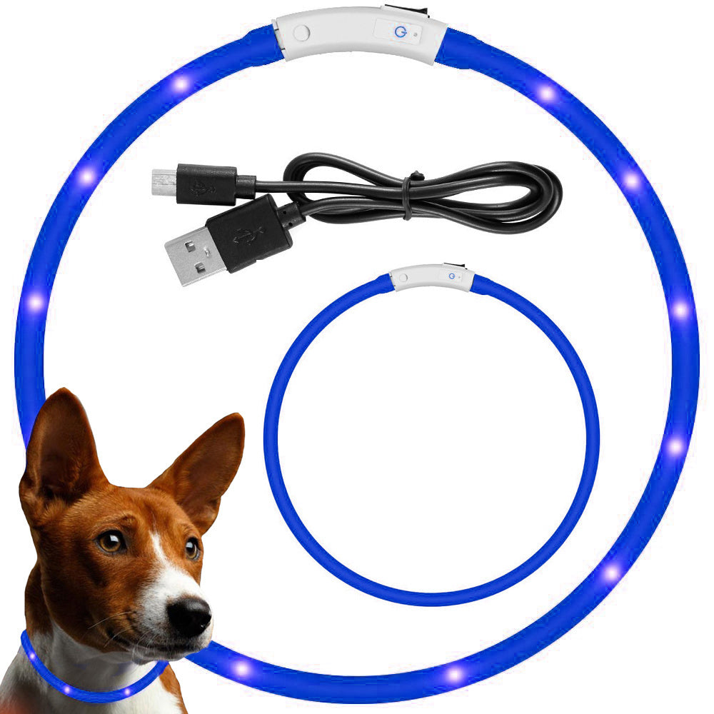 Led šviesos švytintuvas šuns ir katėms vandeniui atsparus reguliuojamas 47cm usb, Mėlyna, Szín, Kék