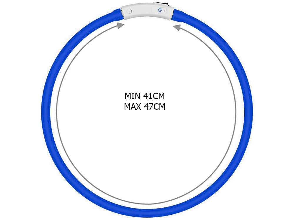Led šviesos švytintuvas šuns ir katėms vandeniui atsparus reguliuojamas 47cm usb, Mėlyna, Szín, Kék