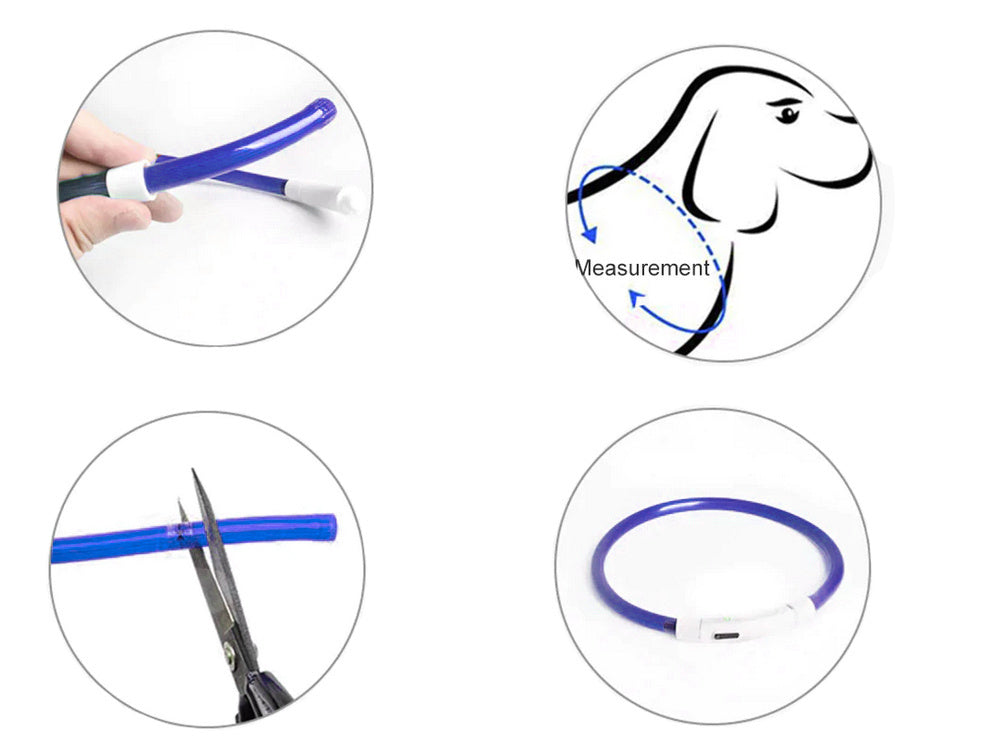 Led šviesos švytintuvas šuns ir katėms vandeniui atsparus reguliuojamas 47cm usb, Mėlyna, Szín, Kék